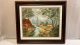 Origineel Olieverfschilderij "Landelijk Dorpsgezicht" gesigneerd Ars. Gheraert – kavel bij De Kringwinkel, Waardamme