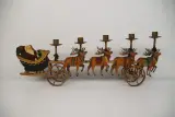 Zware Vintage Metalen Kerstkandelaar - Kerstman in Arrenslee met Rendieren – foto 4 – kavel bij De Kringwinkel, Waardamme