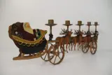 Zware Vintage Metalen Kerstkandelaar - Kerstman in Arrenslee met Rendieren – foto 5 – kavel bij De Kringwinkel, Waardamme