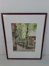 Prachtige, handgekleurde originele ets "Brugge - Groenerei" door F. Hebbelinck – kavel bij De Kringwinkel, Waardamme