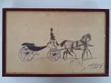 Gedetailleerde aquarel of ingekleurde tekening van een elegante koets – kavel bij De Kringwinkel, Waardamme