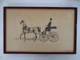 19e-eeuwse prent of tekening van een klassieke paardenkar – kavel bij De Kringwinkel, Waardamme
