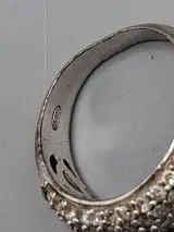 Klassieke zilveren pavé gezette koepelring – foto 2 – kavel bij De Kringwinkel, Waardamme