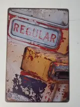 Metalen vintage retrowandbord: Regular – kavel bij De Kringwinkel, Waardamme