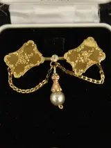 Antieke gouden broche in 18 & 14 karaat met parel – foto 2 – kavel bij De Kringwinkel, Antwerpen