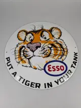 Rond Émail Esso reclamebord met tijger – foto 2 – kavel bij De Kringwinkel, Sint-Niklaas