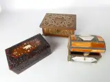 Set van 3 Handgemaakte decoratieve houten sieradenkistjes – kavel bij De Kringwinkel, Heverlee