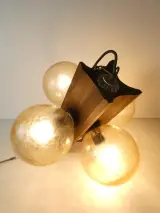 Vintage Jaren '70 Hanglamp / Kroonluchter met 4 Lichtpunten (Met Garantie!) – kavel bij De Kringwinkel, Heverlee