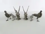 Set van 6 metalen vogelbeeldjes – 2 eenden en 2 fazantenkoppels – kavel bij De Kringwinkel, Heverlee