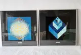 Set van 2 ingelijste Vasarely prints – kavel bij De Kringwinkel, Lochristi