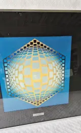 Set van 2 ingelijste Vasarely prints – foto 9 – kavel bij De Kringwinkel, Lochristi
