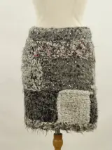 CHANEL - luxe patchwork rok met pailletten, wol, mohair, alpaca en cashmere – kavel bij De Kringwinkel, Antwerpen
