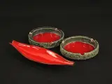 Mid-Century Fat Lava Set Jaren 60/70 • Twee Asbakken & Bootvorm Schaal – kavel bij De Kringwinkel, Antwerpen