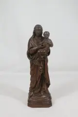 Antiek houten beeld: Maria met kindje Jezus – foto 2 – kavel bij De Kringwinkel, Brecht