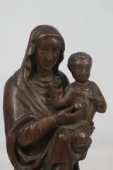 Antiek houten beeld: Maria met kindje Jezus – foto 6 – kavel bij De Kringwinkel, Brecht