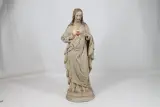 Antiek gipsen beeld: Heilig Hart van Jezus – kavel bij De Kringwinkel, Brecht