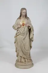 Antiek gipsen beeld: Heilig Hart van Jezus – foto 2 – kavel bij De Kringwinkel, Brecht