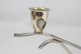 Metalen driearmige kandelaar – foto 3 – kavel bij De Kringwinkel, Brecht