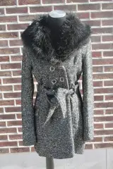 Grijze Guess tweed winterjas - maat 36 – foto 2 – kavel bij De Kringwinkel, Brecht