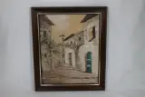 Olieverfschilderij van een mediterraan dorpsgezicht – kavel bij De Kringwinkel, Brecht