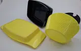 Retro plastic botervlootje en confiruurpotje in geel en zwart – foto 2 – kavel bij De Kringwinkel, Gent
