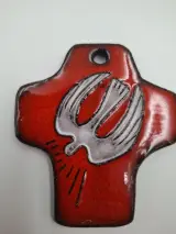 Vintage keramisch kruisbeeld met duifmotief (Heilige Geest) – kavel bij De Kringwinkel, Gent