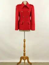 Michael Kors - rode double-breasted jas in virgin wool, angora & cashgora – foto 2 – kavel bij De Kringwinkel, Antwerpen