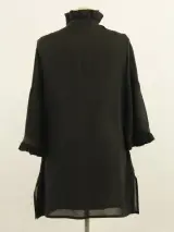 Essentiel Antwerp - zwarte zijden blouse met ruffles - maat 38 – foto 7 – kavel bij De Kringwinkel, Antwerpen