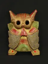 Decoratief uilenmasker / wandmasker – handbeschilderd – kavel bij De Kringwinkel, Antwerpen