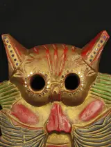 Decoratief uilenmasker / wandmasker – handbeschilderd – foto 2 – kavel bij De Kringwinkel, Antwerpen