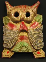 Decoratief uilenmasker / wandmasker – handbeschilderd – foto 6 – kavel bij De Kringwinkel, Antwerpen