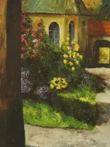 L. Plehiers – Olieverfschilderij van een dorpsgezicht met boogpoort – foto 5 – kavel bij De Kringwinkel, Antwerpen