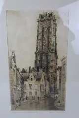 Genummerde ets “Katelijnestraat Mechelen” - Rom. Malfliet – foto 3 – kavel bij De Kringwinkel, Izegem