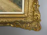 Schilderij met boslandschap in goudkleurige lijst – foto 3 – kavel bij De Kringwinkel, Diest