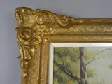Schilderij met boslandschap in goudkleurige lijst – foto 5 – kavel bij De Kringwinkel, Diest