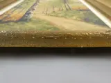 Schilderij met boslandschap in goudkleurige lijst – foto 8 – kavel bij De Kringwinkel, Diest