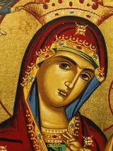 Handgemaakte Byzantijnse icoon Maria met Kind - Pefkis - bladgoud en certificaat – foto 6 – kavel bij De Kringwinkel, Antwerpen