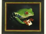 Eric Corremans – Schilderij van een Roodoogmakikikker met speelkaarten – foto 2 – kavel bij De Kringwinkel, Antwerpen