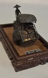 925 zilveren filigraan miniatuur van een riksja – foto 10 – kavel bij De Kringwinkel, Aalst