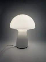 Glazen paddenstoel tafellamp (Mushroom lamp) – Wit glas – foto 3 – kavel bij De Kringwinkel, Gent