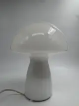 Glazen paddenstoel tafellamp (Mushroom lamp) – Wit glas – foto 5 – kavel bij De Kringwinkel, Gent