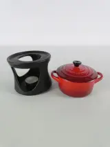 Le Creuset mini cocotte fondue set met 3 mini stoofpannetjes – foto 3 – kavel bij De Kringwinkel, Heverlee