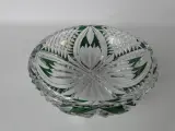 Val St. Lambert kristallen schaal met groen decor – foto 4 – kavel bij De Kringwinkel, Heverlee