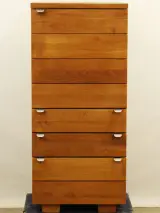 Massief teakhouten kast - strak, tijdloos design - 3 laden + kastgedeelte met vakken – foto 2 – kavel bij De Kringwinkel, Antwerpen