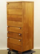 Massief teakhouten kast - strak, tijdloos design - 3 laden + kastgedeelte met vakken – foto 5 – kavel bij De Kringwinkel, Antwerpen
