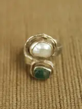 950 zilveren ring met dubbele ringkop – foto 2 – kavel bij De Kringwinkel, Antwerpen