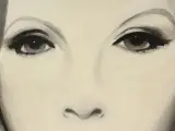Vrouwen gezicht met opvallend rode lippen, acryl op canvas gesigneerd – foto 3 – kavel bij De Kringwinkel, Antwerpen