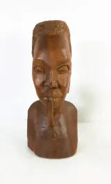 Twee Afrikaanse houten bustes, handgesneden, 20e eeuw – foto 4 – kavel bij De Kringwinkel, Turnhout