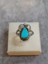 Zilveren sieradenset met Turkoois - Ring en oorbellen - 925 – foto 2 – kavel bij De Kringwinkel, Gent
