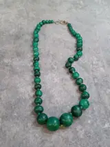 Exclusieve Malachiet sieradenset - Ketting en oorbellen in zilver - 925 – foto 2 – kavel bij De Kringwinkel, Gent